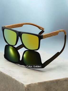 Reptile!!! Love Stylish Black Frame Sunglasses with Golden Green Mirrored Lenses